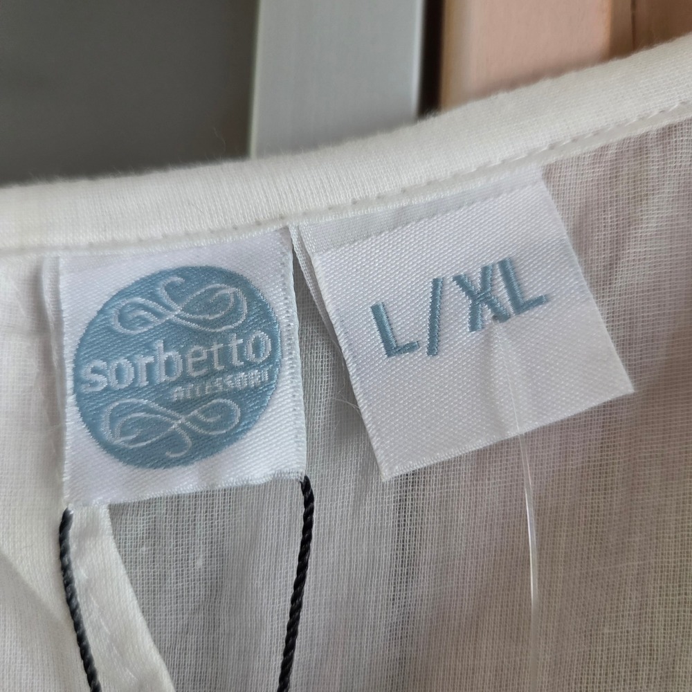 Sorbetto Sheer White Vestito Ornella Embroidered Tassel Midi Dress L/XL NEW - Picture 11 of 13